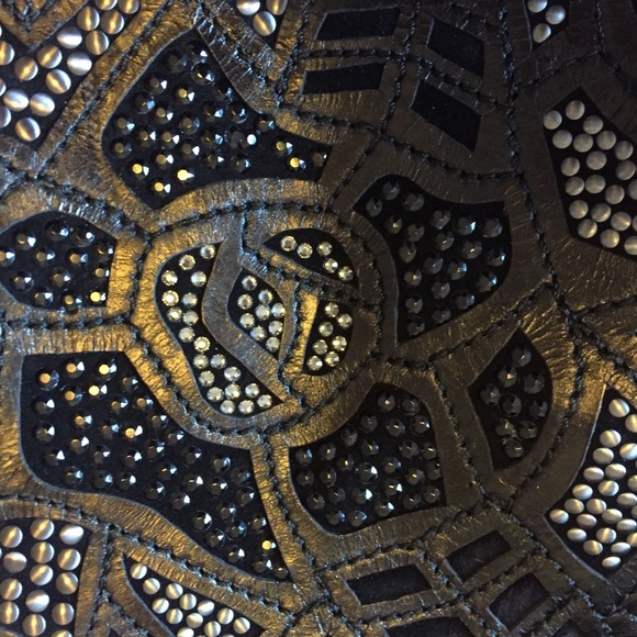 Embellished Pointed Toe Leather Boots - Picture 3 of 4